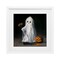 Vintage Halloween Ghost & Pumpkin Framed Print Under Glass Art